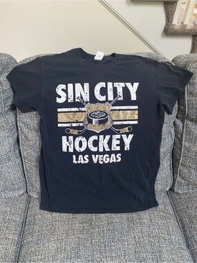 3/$22 - Sin City Hockey Las Vegas Graphic Black Tee, Size Adult S, Heavy Cotton